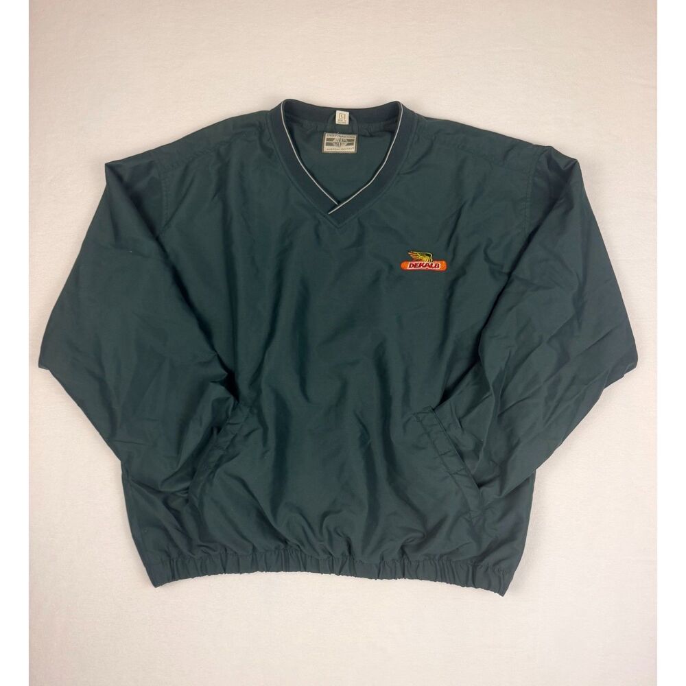 Vintage DEKALB Seeds Embroidered V Neck Windbreaker Jacket Large
